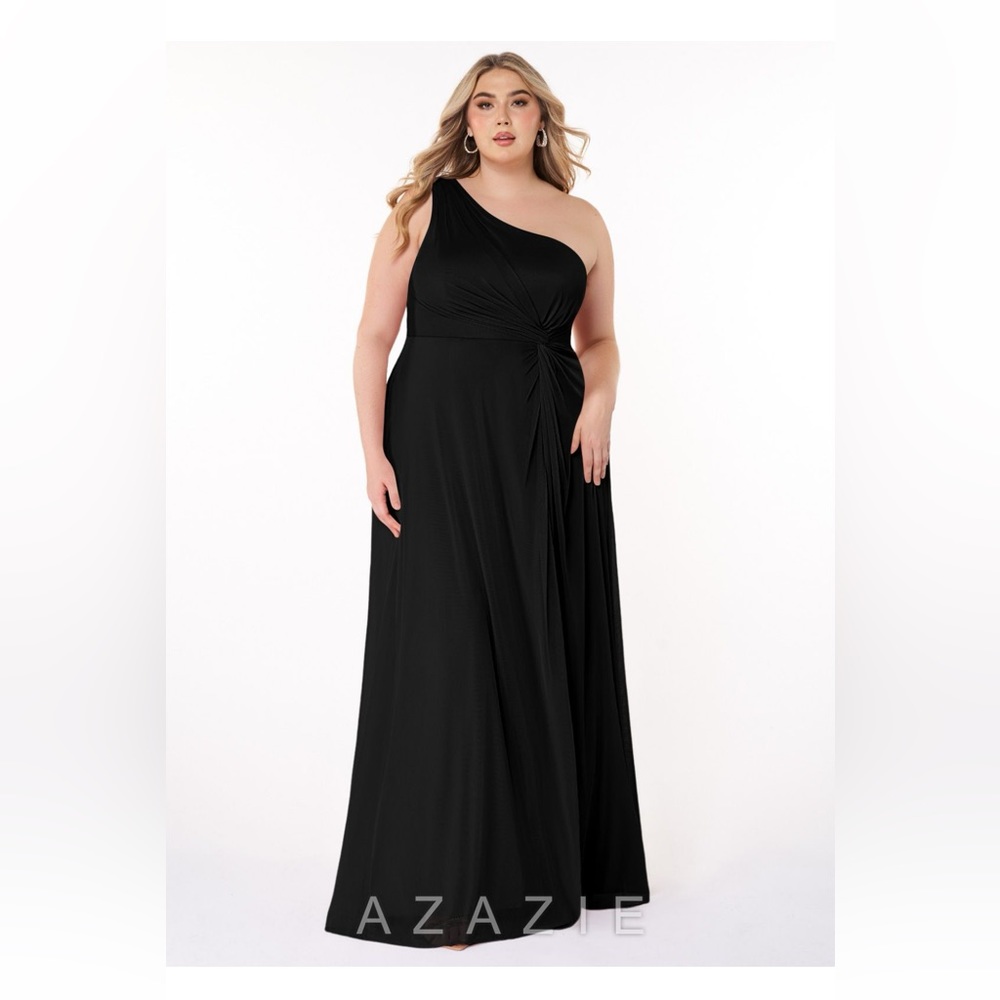 Azazie One-Shoulder Black Plus-Size Bridesmaid Gown